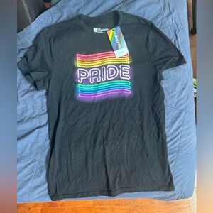 Black Pride Graphic Tee with Rainbow Stripes